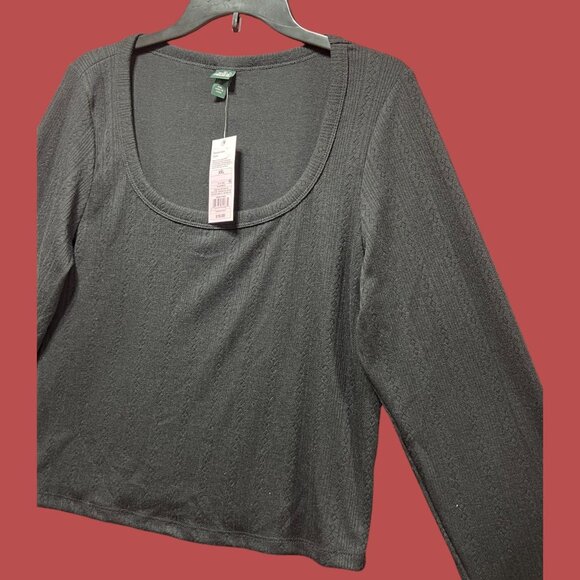 Wild Fable - Women's Long Sleeve Pointelle T-Shirt - Black - XXL - Picture 12 of 12